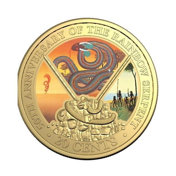 Deluxe Special Edition Book - Anniversary of the Rainbow Serpent 20c Gold-Plated Coloured Uncirculated Coin 2025