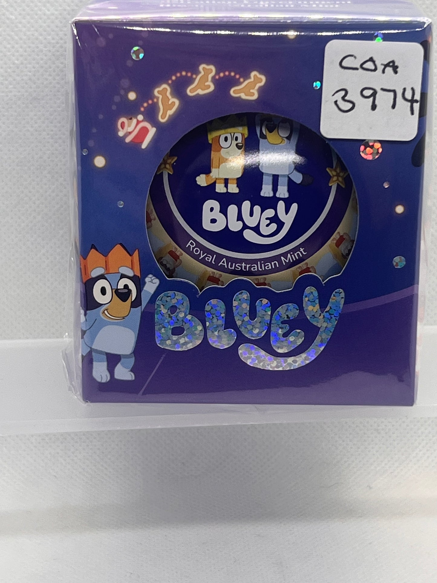 2025 $1 Coloured Fine Silver Proof – Bluey Christmas Coin in Hanging Bauble