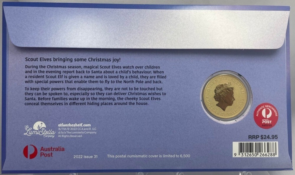 2022 Australia The Elf on the Shelf Christmas Colored $1 PNC