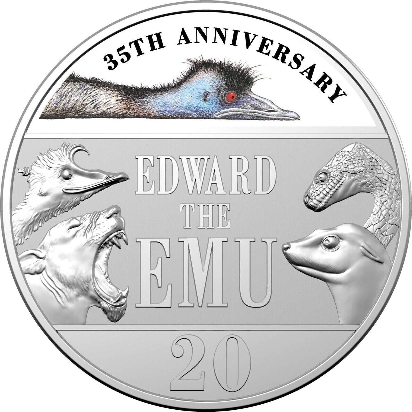 The 2023 20c Coloured Uncirculated Coin – 35th Anniversary of Edward the Emu