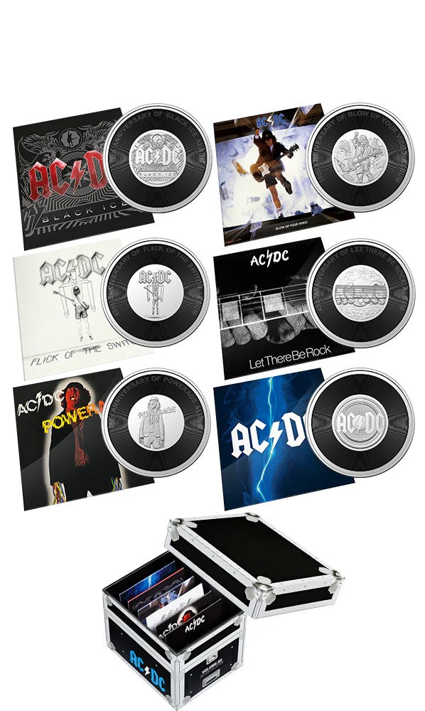 The 2022/23 AC/DC 40th Anniversary CuNi Uncirculated 20c Six Coin Collection is a limited-edition