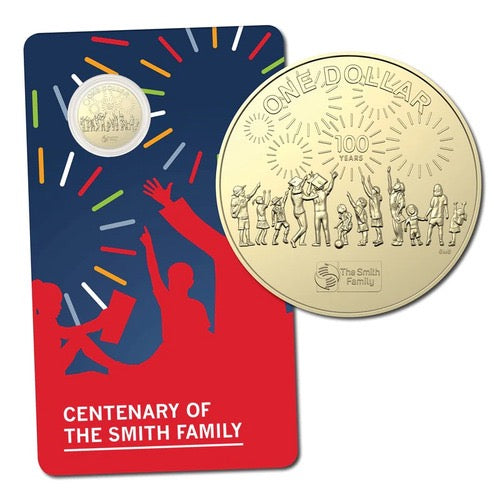 The 2022 $1 Uncirculated Coin commemorates the Centenary of The Smith Family