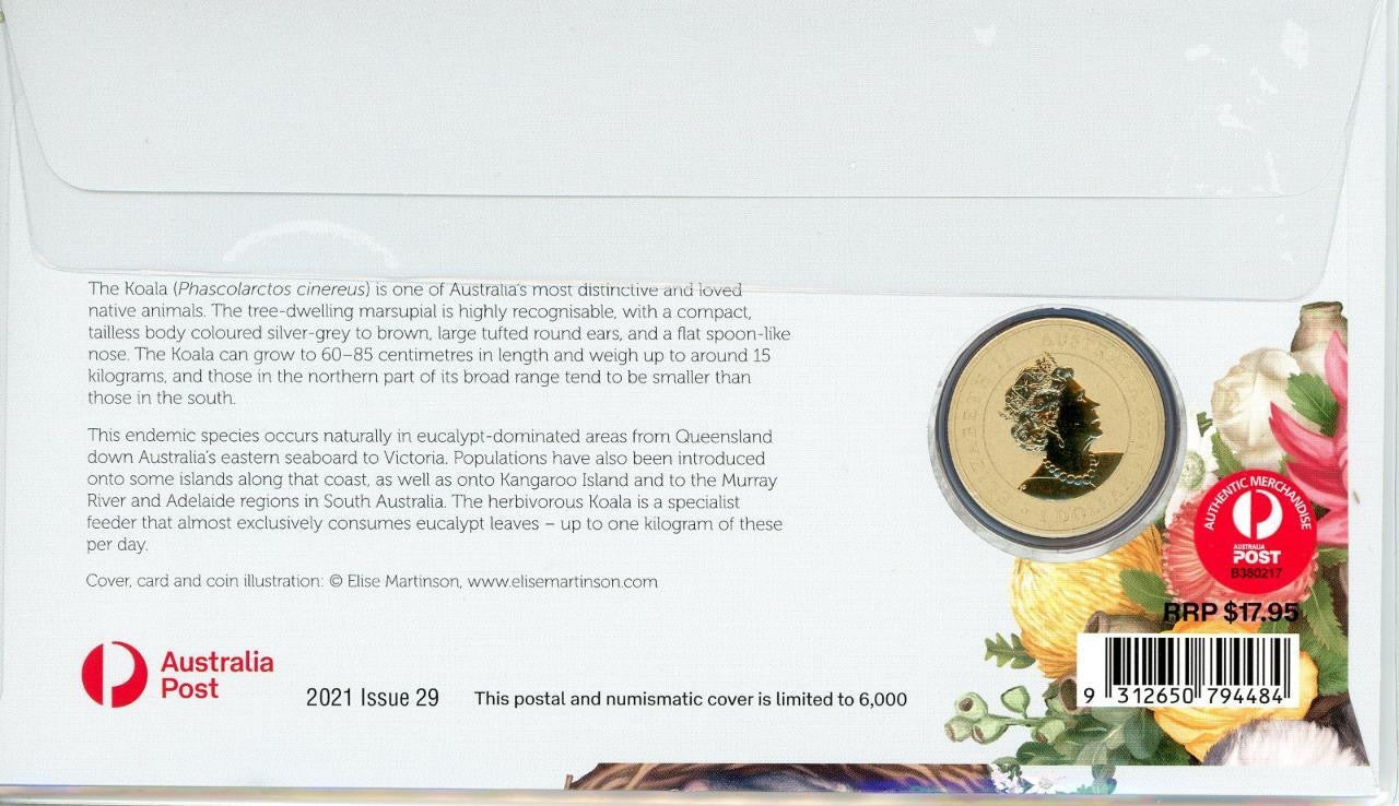 2021 Dreaming Down Under (Koala) FDC/PNC With Uncirculated Perth Mint $1 Coin