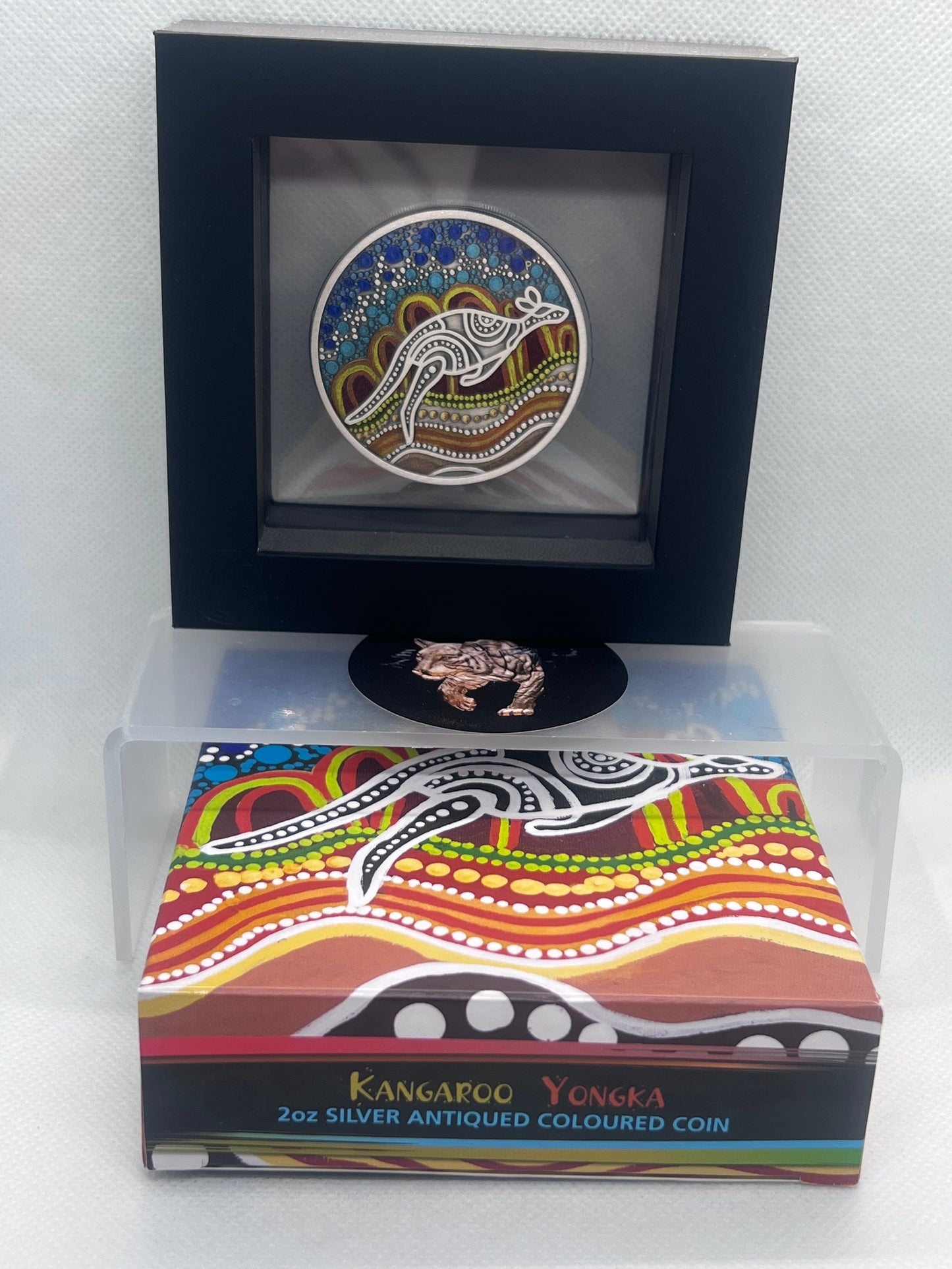 Yongka Kangaroo Coin 2oz Silver Antiqued Colour