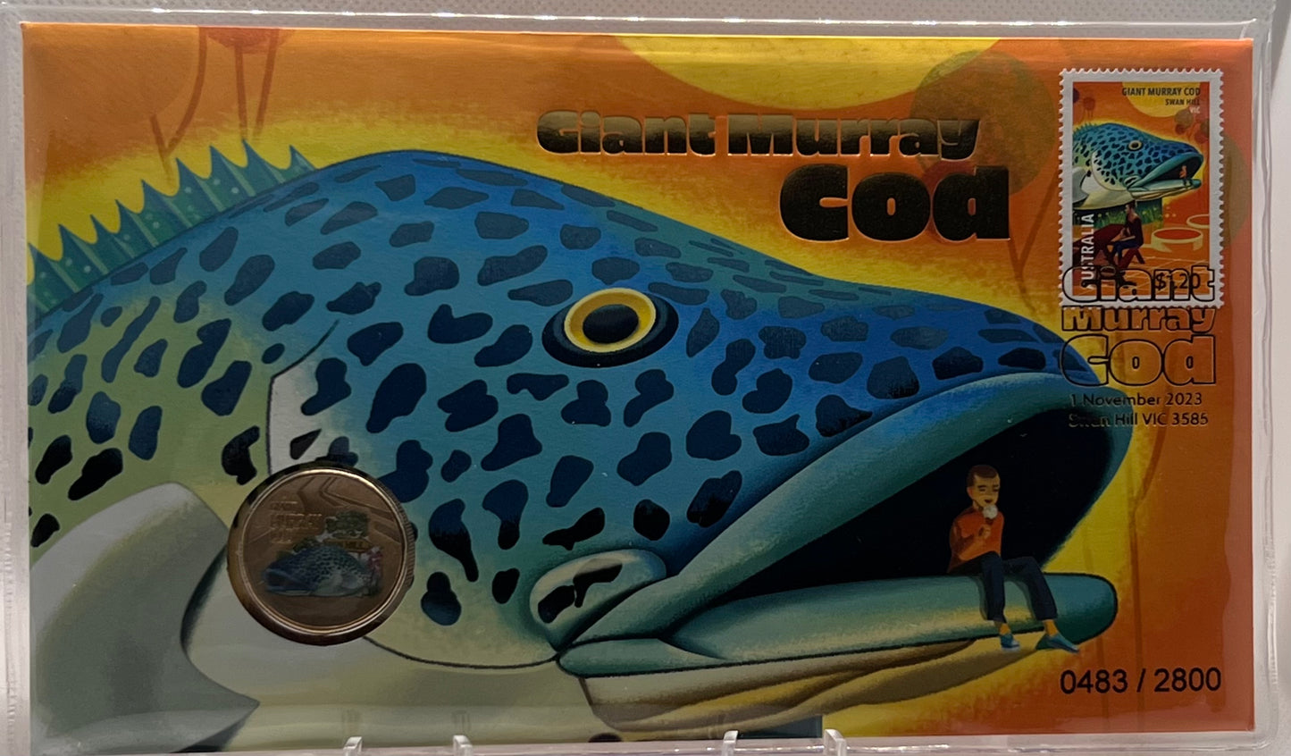 Australia 2023 PNC Aussie Big Things RAM $1 UNC Coin (Full Set of 10) plus coloured Giant Murray COD PNC numbered 0483/2800