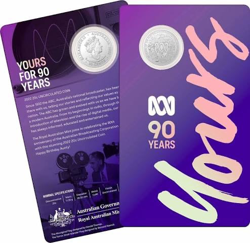ABC YOURS FOR 90 YEARS 2022 20c UNCIRCULATED COIN
