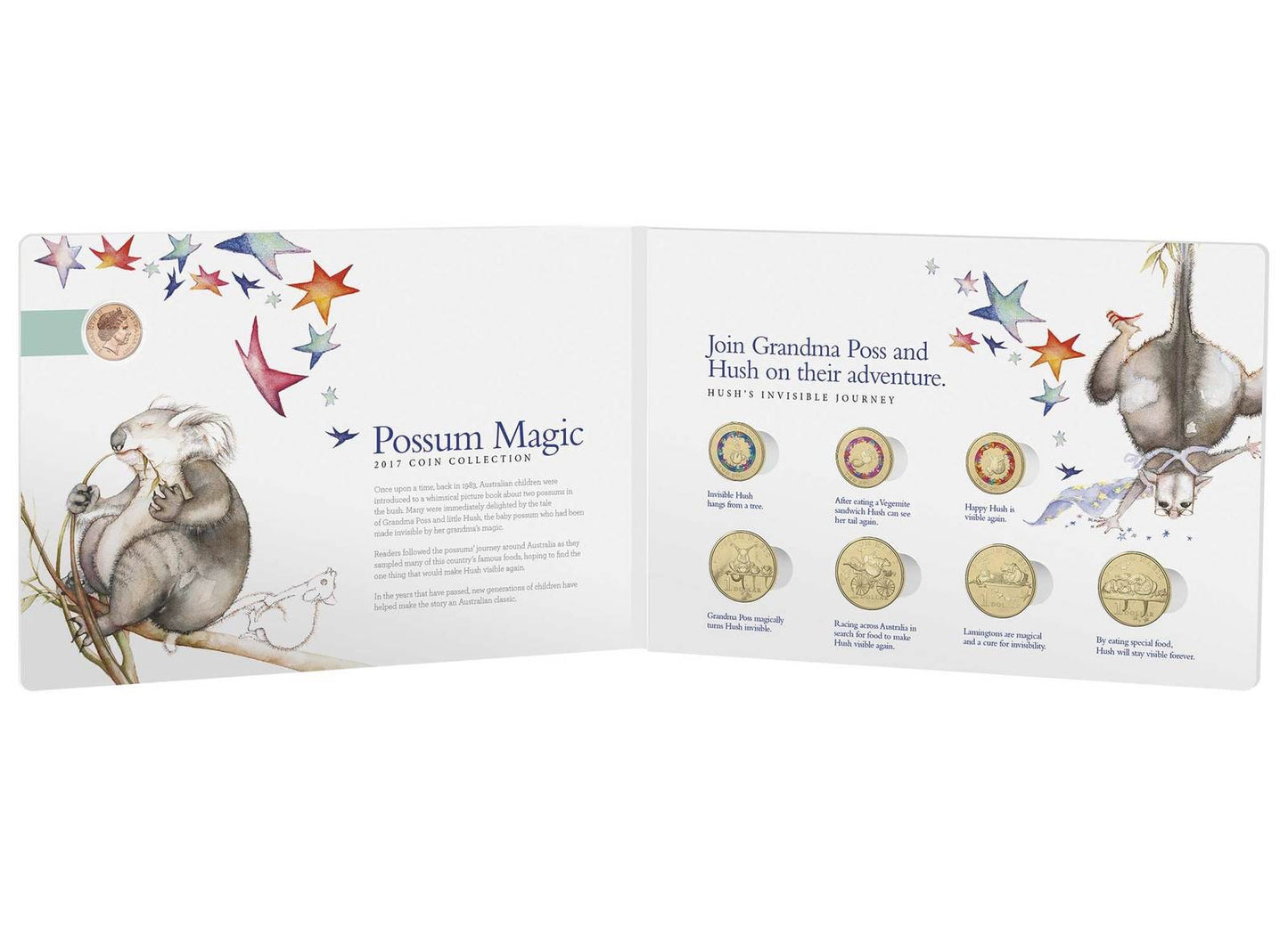 Australia 2017 Royal Australian Mint Possum Magic Coloured Coin Collection