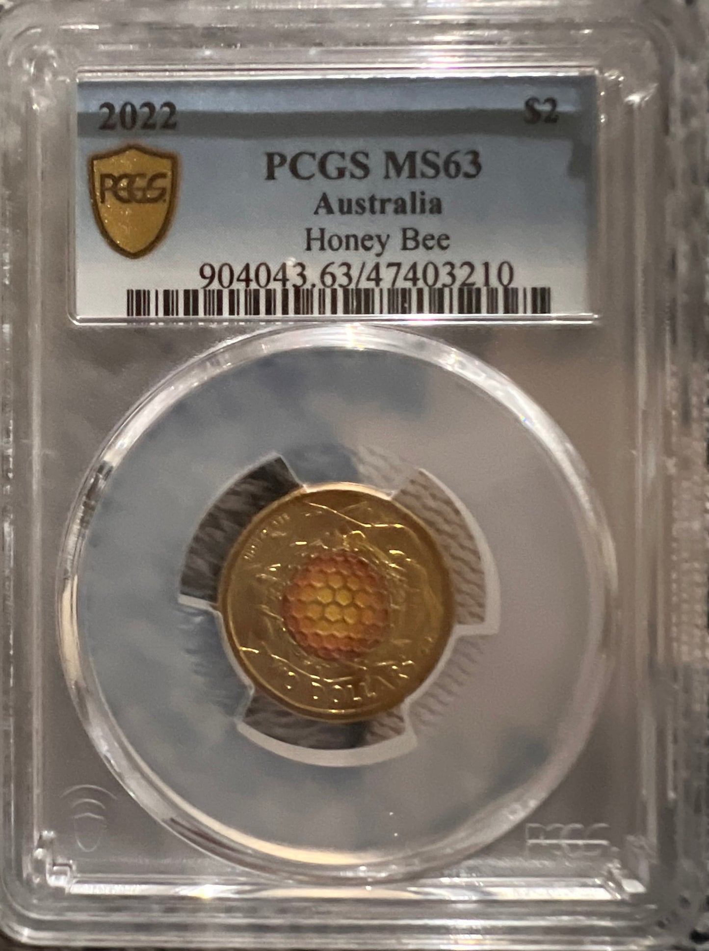 2022 Australian $2 Honey Bee coin, graded MS63 by PCGS