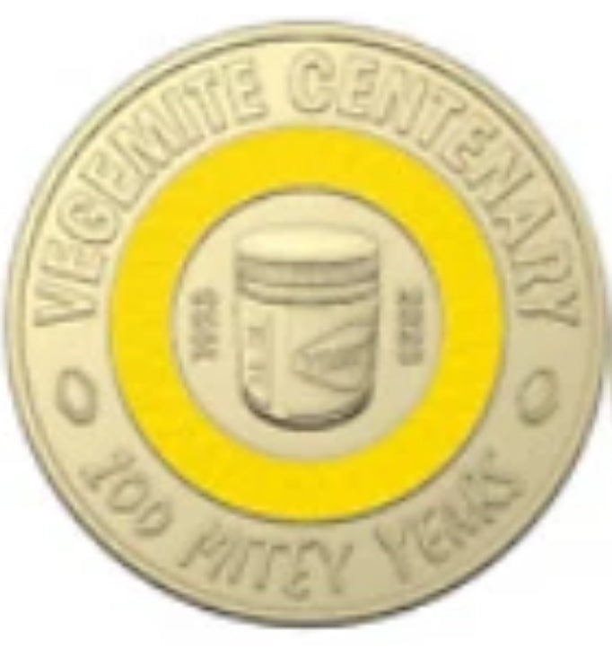 2023 $2 Vegemite Yellow 100 Mitey Years Australian coloured UNC