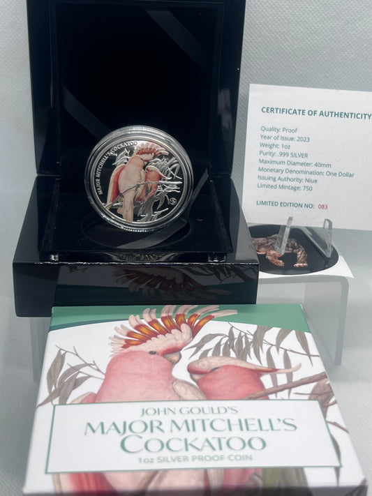 2023 $1 1oz Silver Proof John Gould's Major Mitchell's Cockatoo