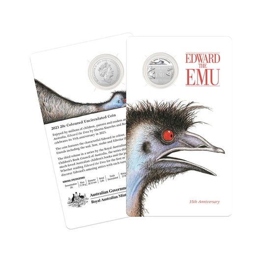 The 2023 20c Coloured Uncirculated Coin – 35th Anniversary of Edward the Emu