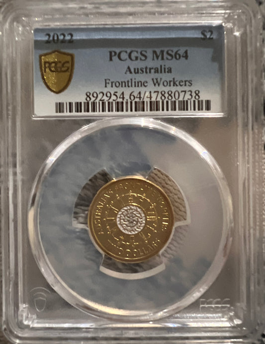 2022 Australian $2 Frontline Workers coin, Graded MS64 by PCGS