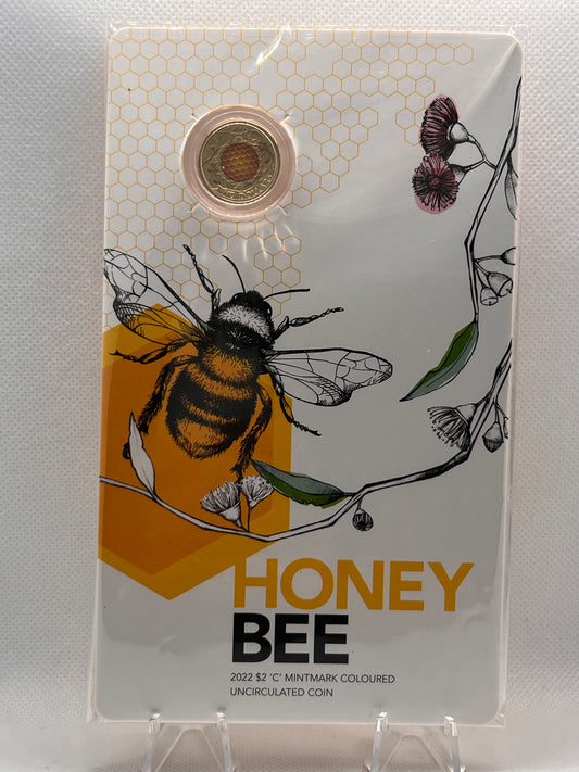 2022 Coloured $2 ‘C' Mint marked Honey Bee Uncirculated Coin