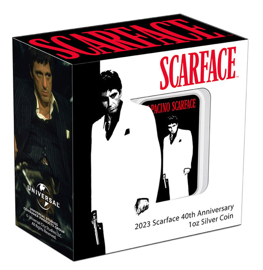 The 2023 Scarface 40th Anniversary 1oz Silver Coin is a limited-edition collectible