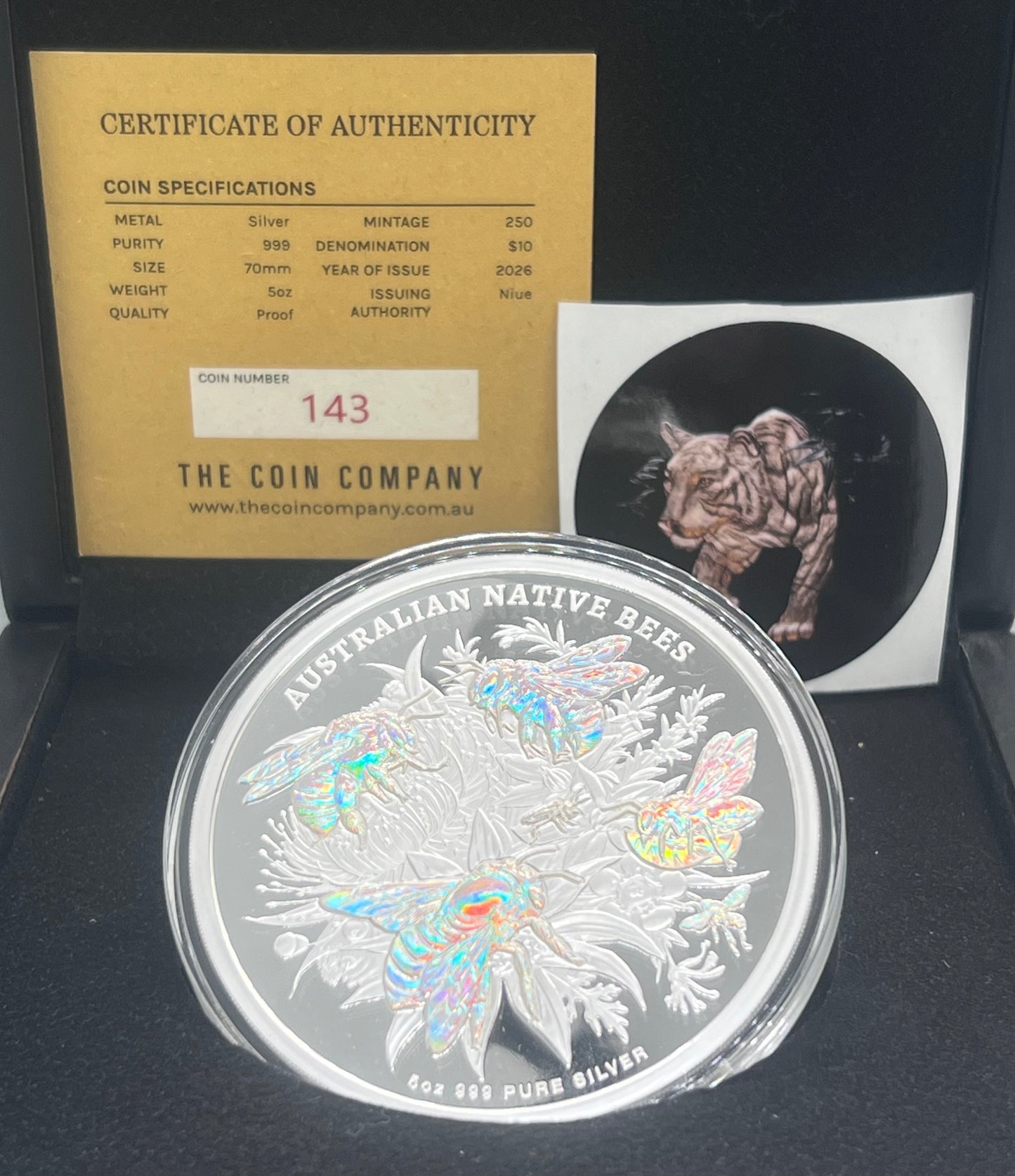 2026 Australian Native Bees  Special Release 5oz Proof Hologram Silver Coin