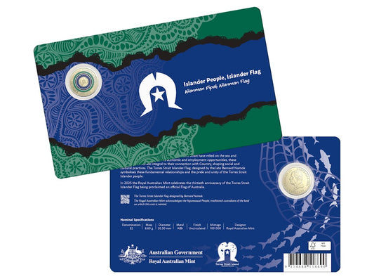 2025 $2 'C' Mintmark Coloured Uncirculated Coin Torres Strait Island Flag 30th anniversary