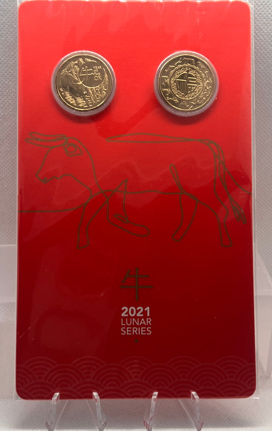 2021 $1 Lunar Series Year of the OX Two coin Set