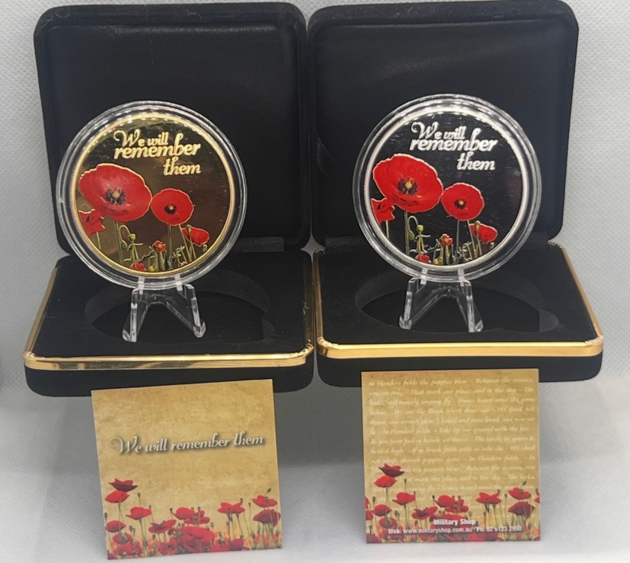 2025 COLLECTABLE ANZAC MEDALLION COINS Silver & Gold Plated Poppy Medallion In 48mm in Black Gift Box.