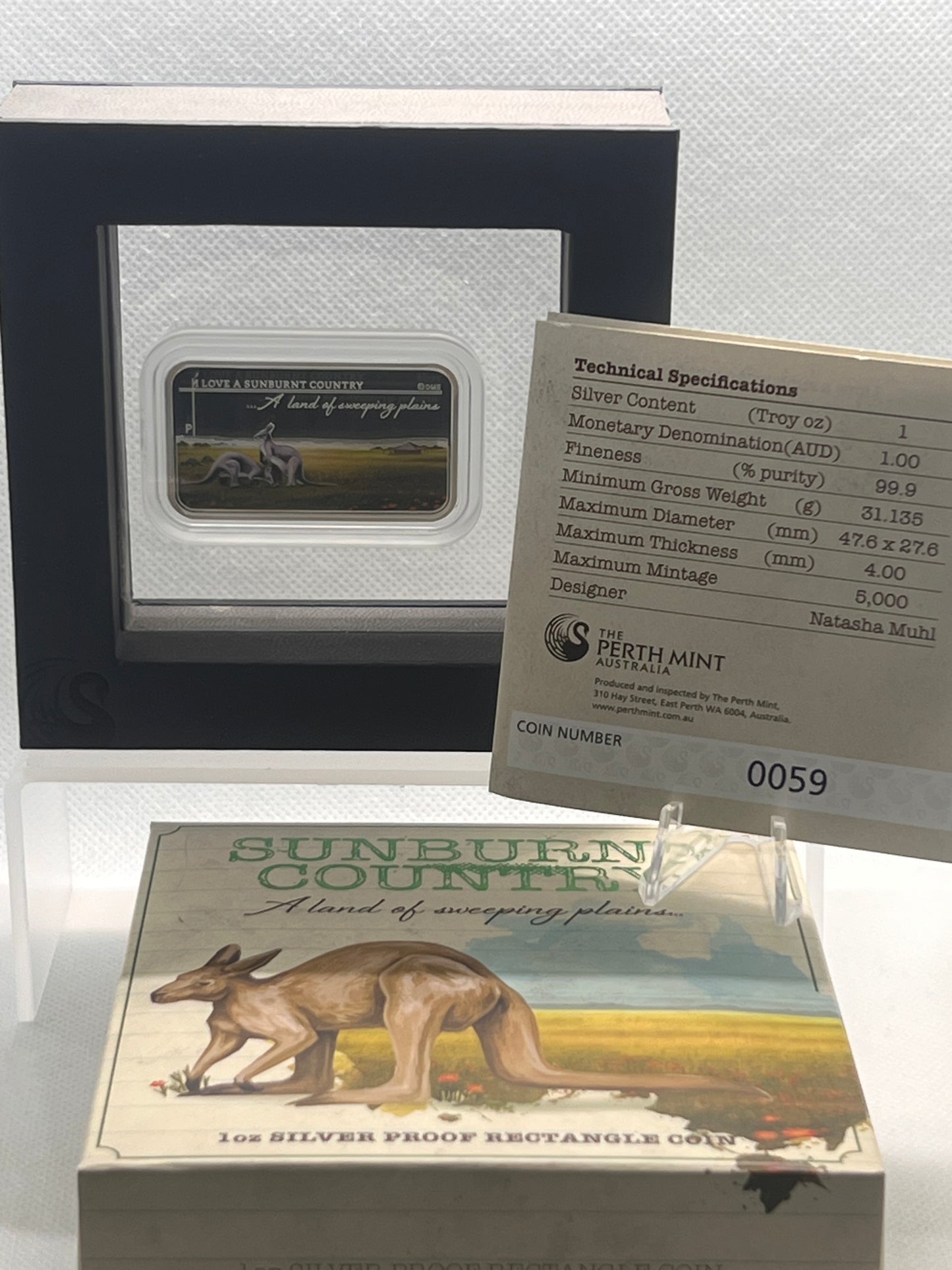 2015 Sunburnt Country – A Land Of Sweeping Plains 1 oz Silver Proof Rectangle Coin.