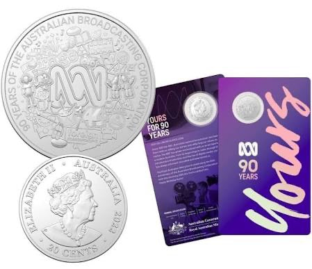 ABC YOURS FOR 90 YEARS 2022 20c UNCIRCULATED COIN