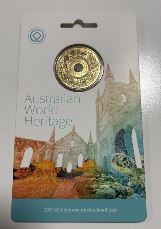 2023 Australian World Heritage UNC Coloured $5 Dollars Coin in Card