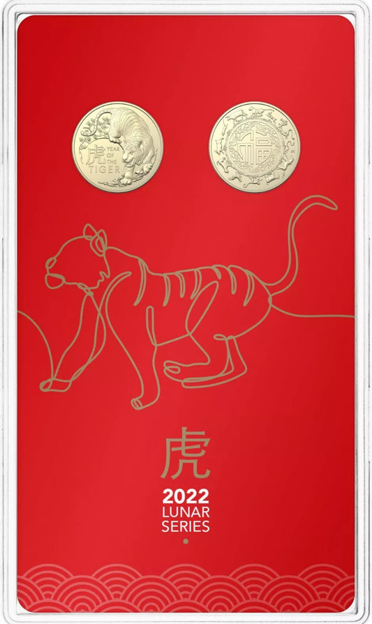 2022 Royal Australian Mint Lunar Year of the Tiger – Two‑Coin $1 Uncirculated Set,
