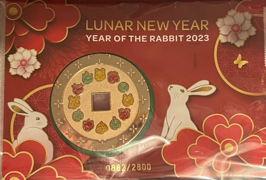 2023 Perth Mint Lunar Happy New Year of the Rabbit PMC Medallion Cover PNC