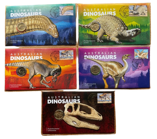 Australian Dinosaurs PNC 2022 $1 set of 5 with 1 that has Privy Mark