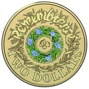 2017 $2 Rosemary Remembrance Coloured Coin Circulated