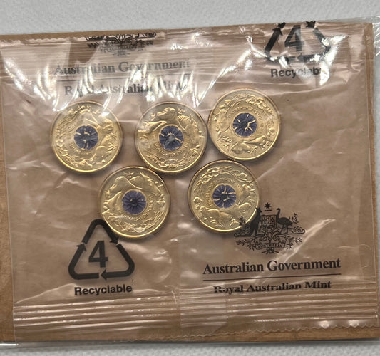 UNC $2 2024 Purple Poppy Animal War Remembrance two dollar RAM BAG (5 coins)
