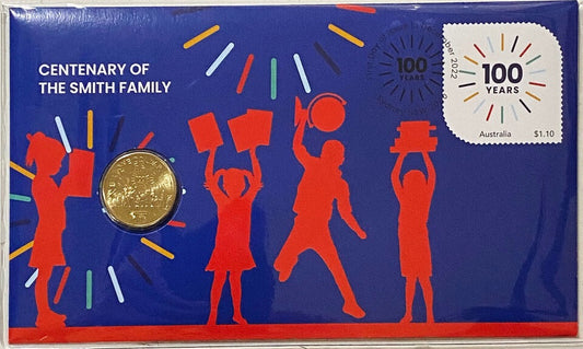 The 2022 $1 Uncirculated Coin commemorating the Centenary of The Smith Family Postal Numismatic Cover (PNC) format