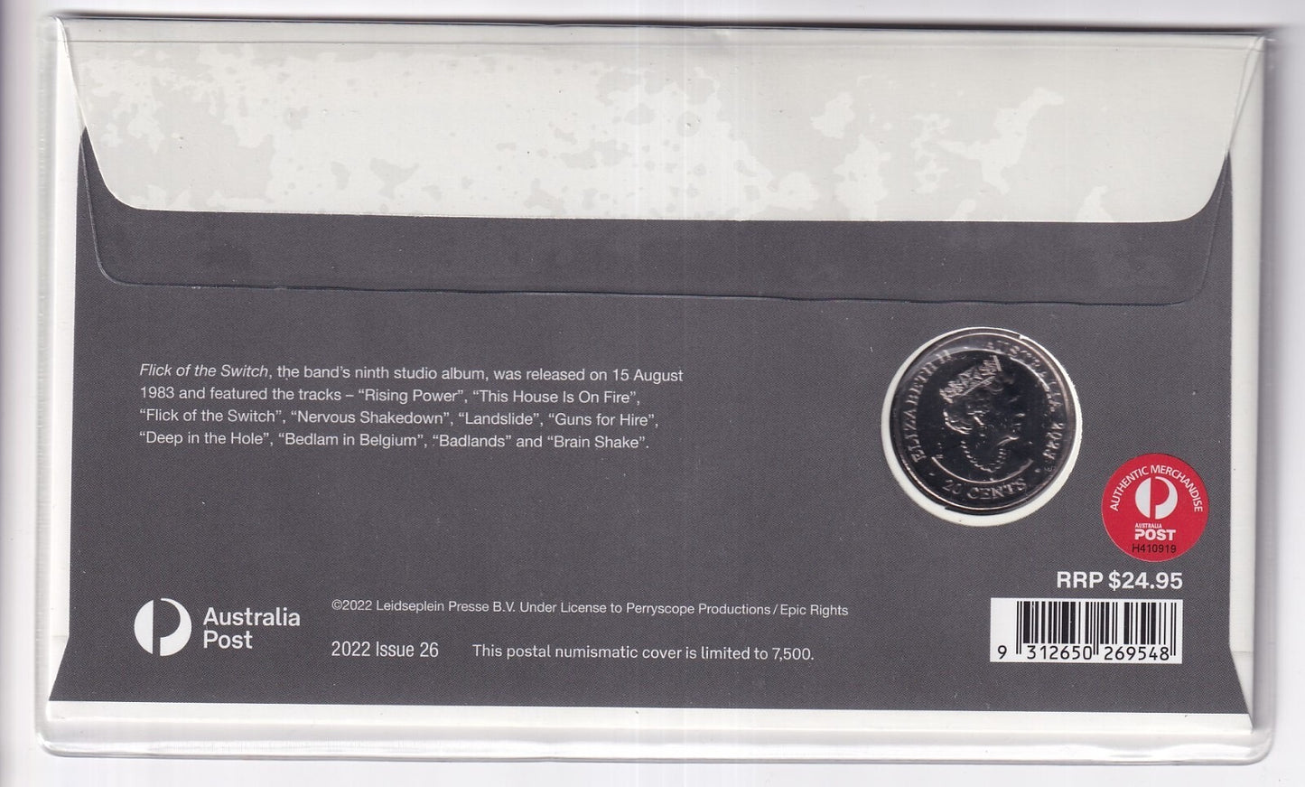 2022 AC/DC Flick of the Switch PNC - RAM 20c and $1.10 Stamp. Limited Edition.