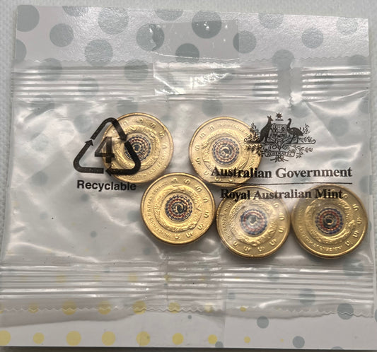 NEW UNC 2021 $2 IMS RAM MINT BAG TWO DOLLAR RARE COLOURED COIN 5 COINS
