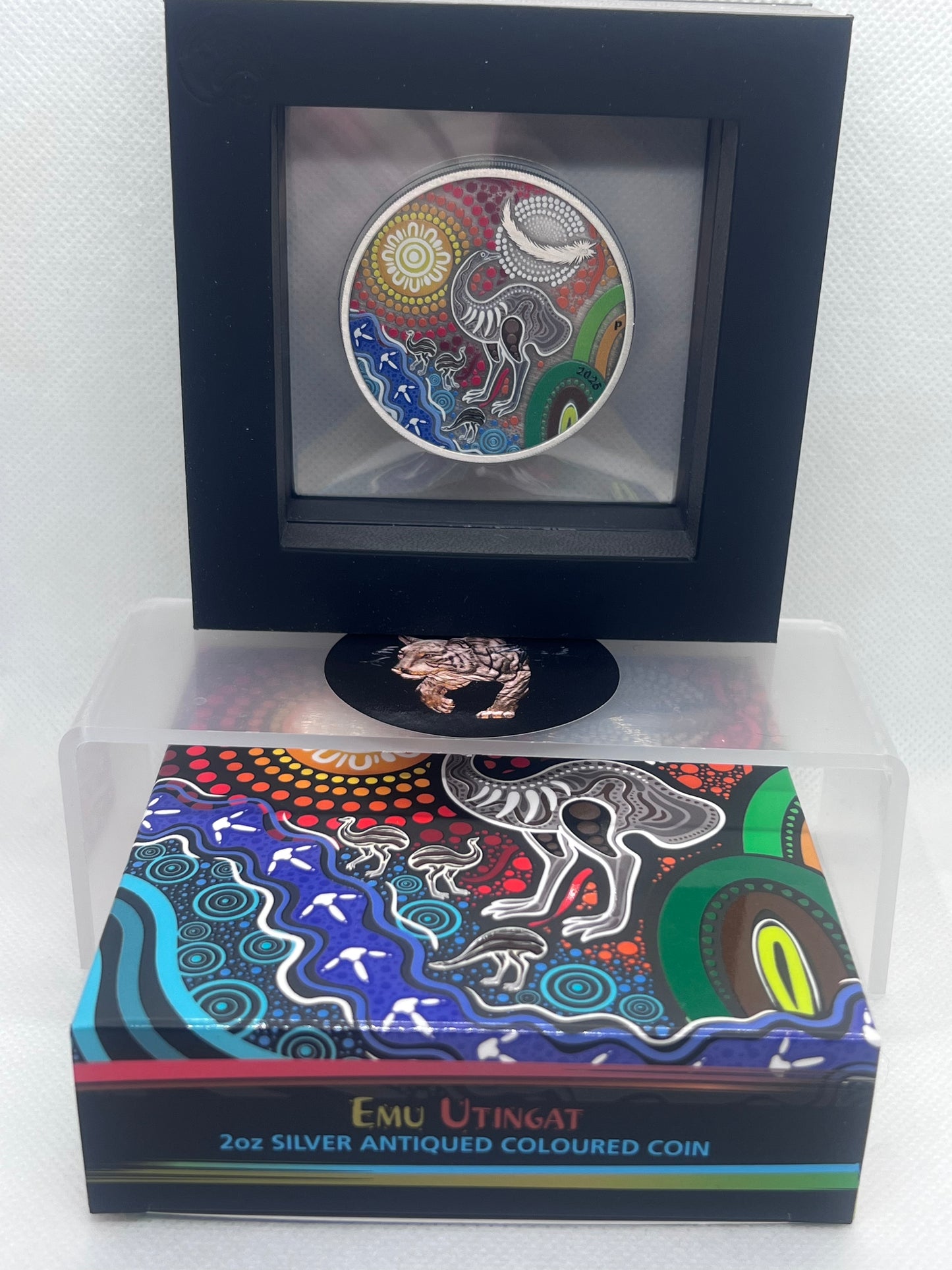 2025 Emu Utingat 2oz Silver Antiqued Coloured Coin