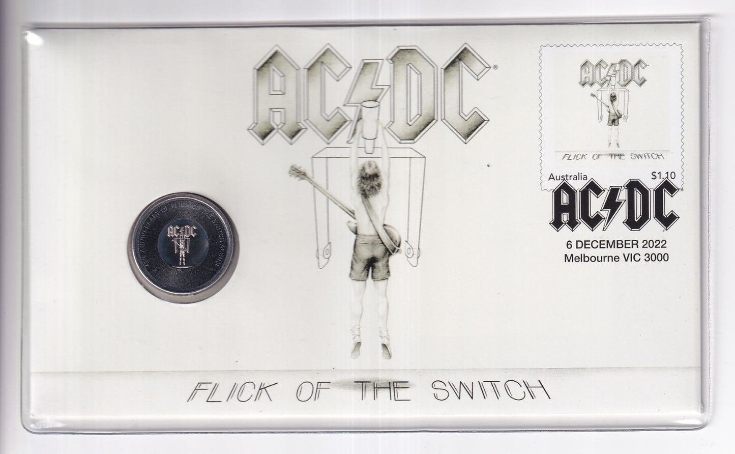 2022 AC/DC Flick of the Switch PNC - RAM 20c and $1.10 Stamp. Limited Edition.