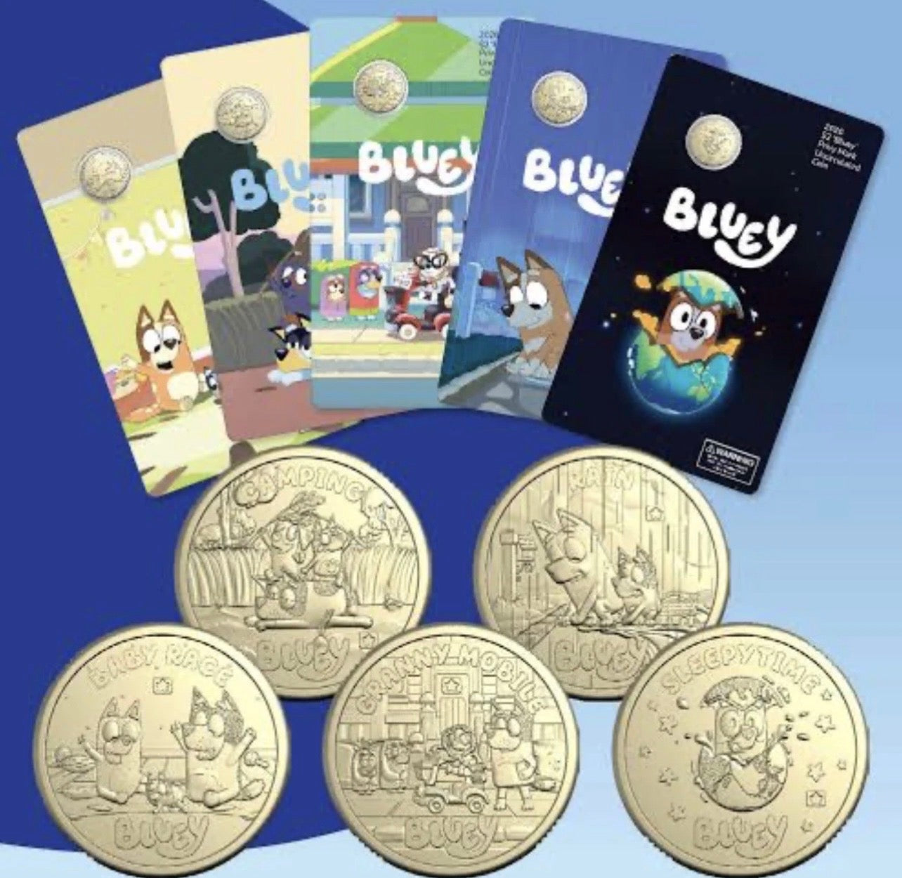 2026  $2 Bluey Privy Mark Carded 5-Carded Coins set