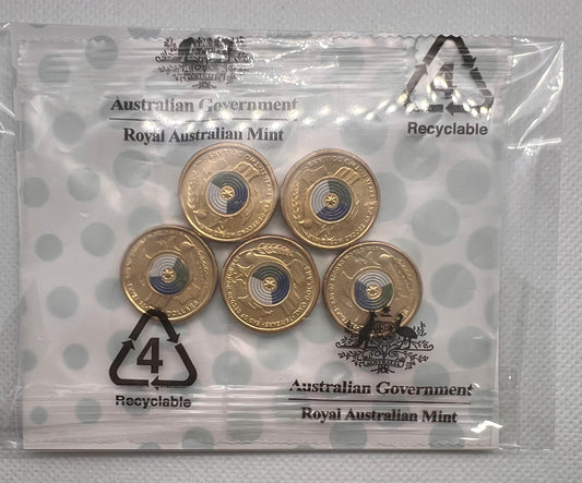 NEW UNC 2020 $2 WW2 RAM MINT BAG TWO DOLLAR COLOURED COIN 5 COINS