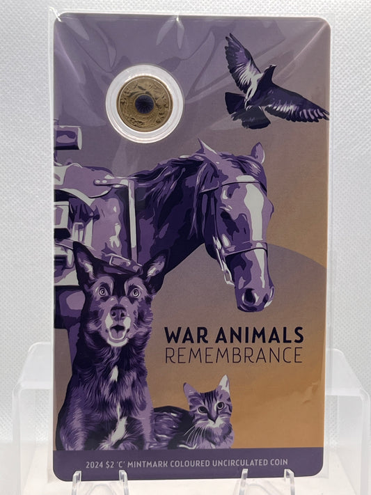 2024 Australia $2 War Animals Remembrance C Mintmark Coin