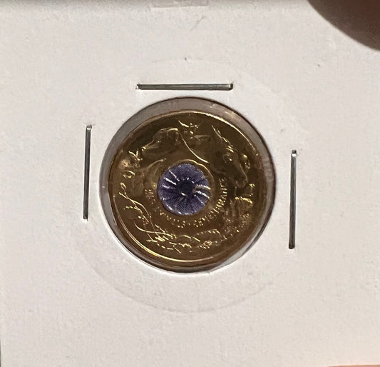 2024 Aus $2 Dollar Coin Purple Poppy War Animals Remembrance UNC out of Ram Bag