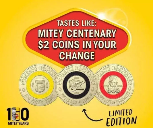 2023 $2 Vegemite Yellow 100 Mitey years Australian coloured Circulated